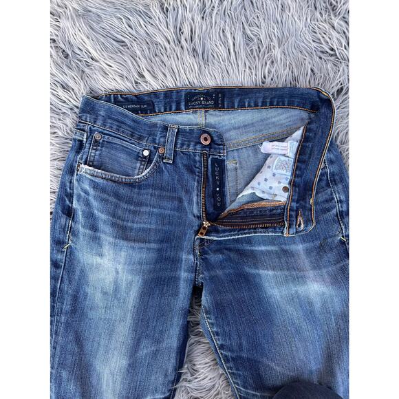 Lucky Brand Denim Jeans 121 Heritage Slim Distressed Medium Wash Men's 30 - Picture 3 of 8